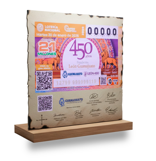 Develan billete de lotería para conmemorar 450 años de la fundación de león, Guanajuato